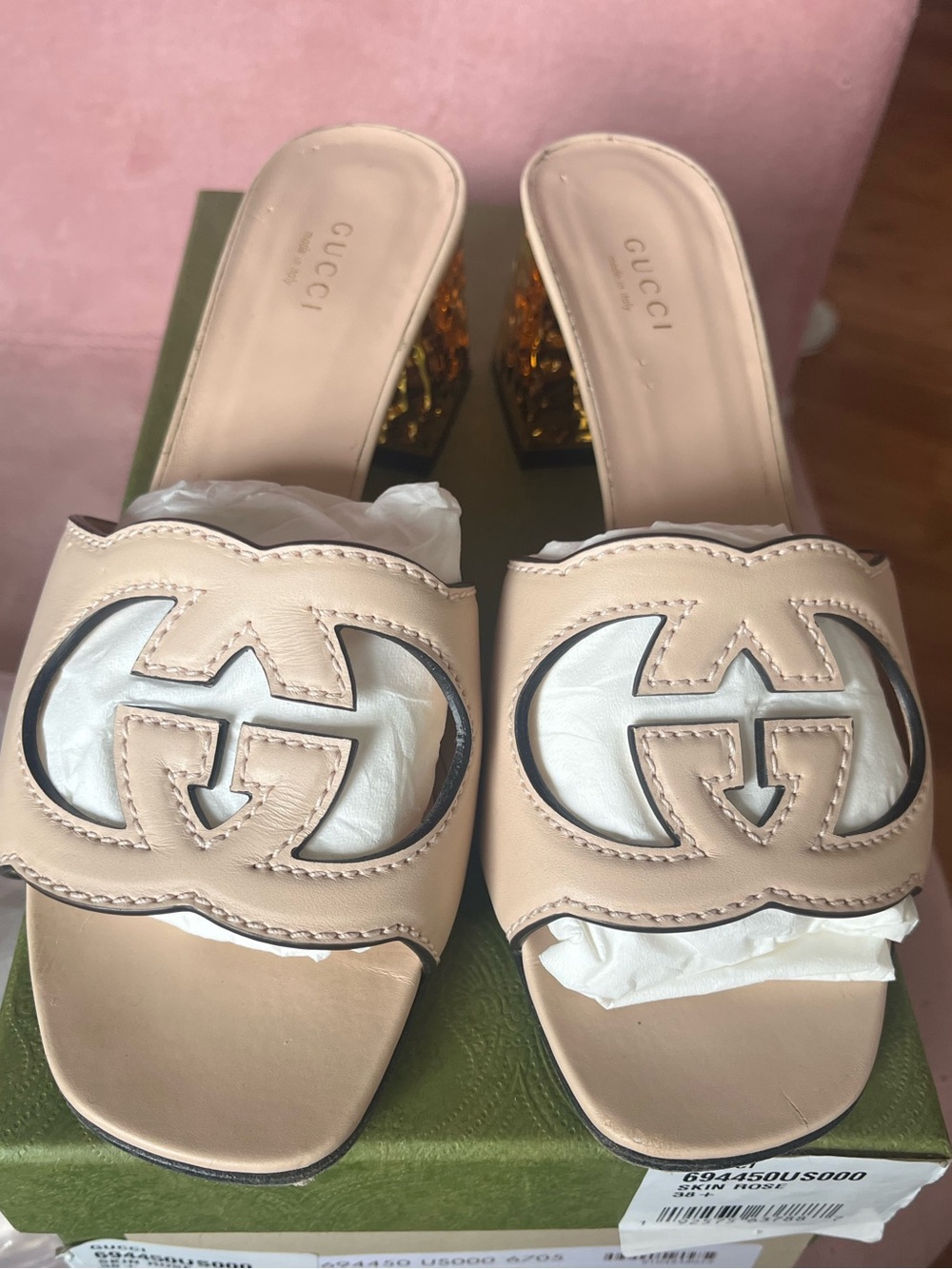 Gucci rose mules